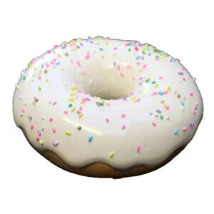 New White Donut W/ Rainbow Sprinkles Resin Statue Prop Display Wall Art Decor